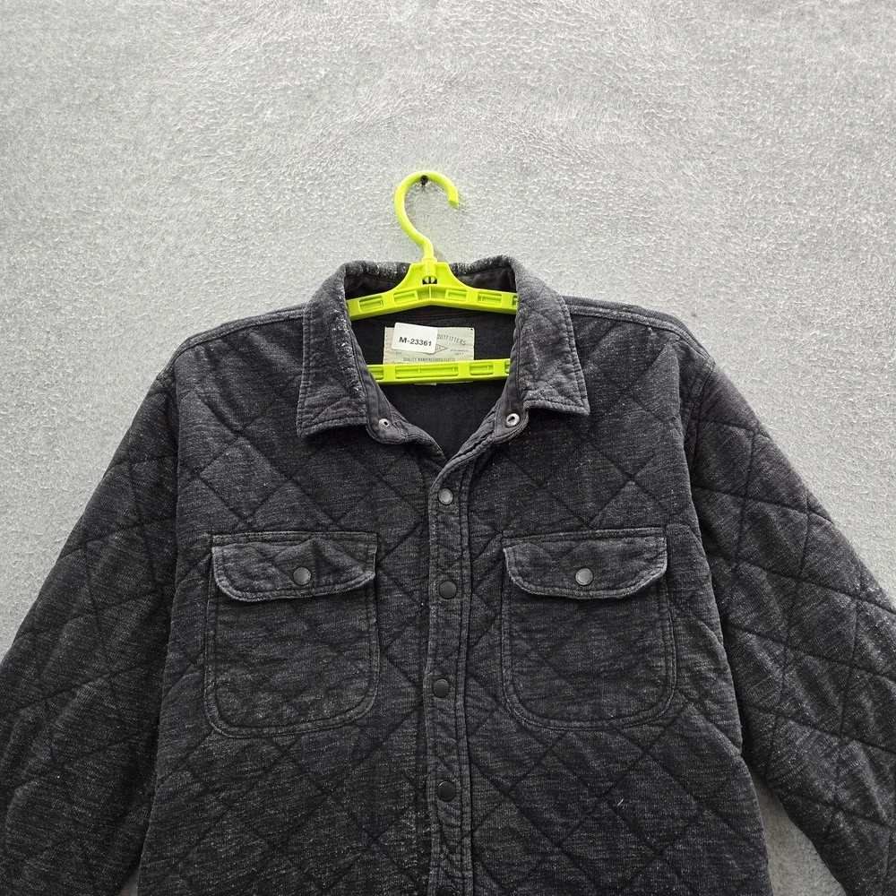 American Eagle Outfitters Men Jacket L/G Black Geometric Fleece Shirt Snap READ